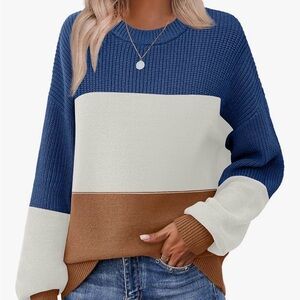 NWT Color Block Sweater - Blue, White, and Brown